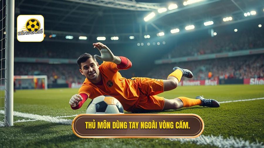  Thủ môn dùng tay ngoài vòng cấm.